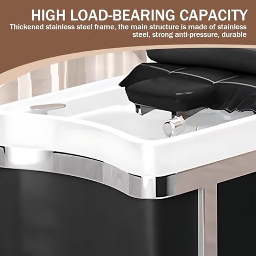 Hlixzoy B,Stainless Steel Head Treatment Shampoo Bed, Shampoo Bed with Black Luxury Stripe Design, Beauty Bed Includes Ample Storage Space, Water Heater Suitable for Salon - Image 4