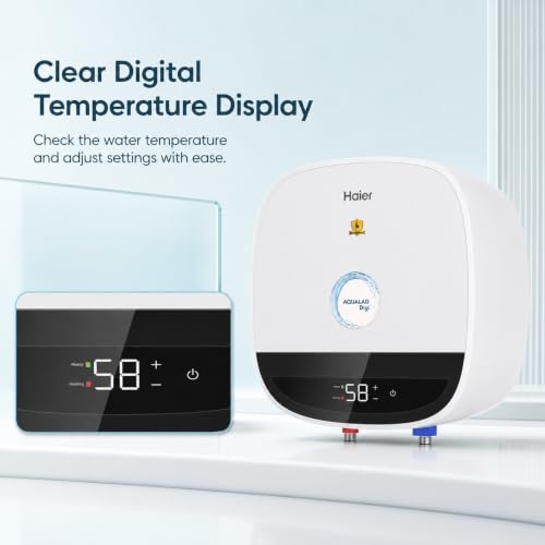 Image of Haier Aqualad Digi 25L Storage Water Heater Geyser, 2.2kW, 8 Bar | Digital display, TitanGuard tank and element, Shock Proof, U-turn flow, IPX4 and long-term warranty