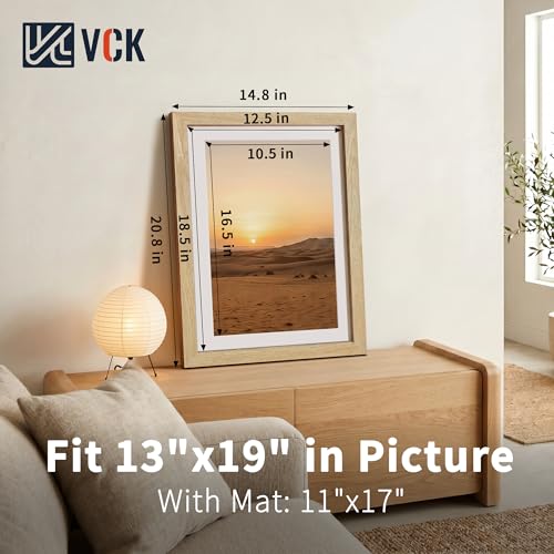 Image of VCK 13x19 Picture Frame 5 Pack, Natural Exclusive Wood, HD Glass, for Print
