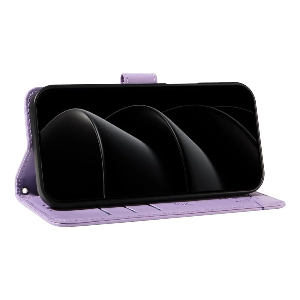 Generic Étui compatible avec Oppo A79 5G (Couleur : vert foncé) Motif CAT Papillon Portefeuille en cuir Étui à rabat