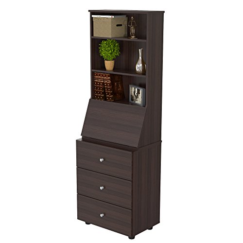 Inval Computer Credenza Work Center, Espresso #TOP1