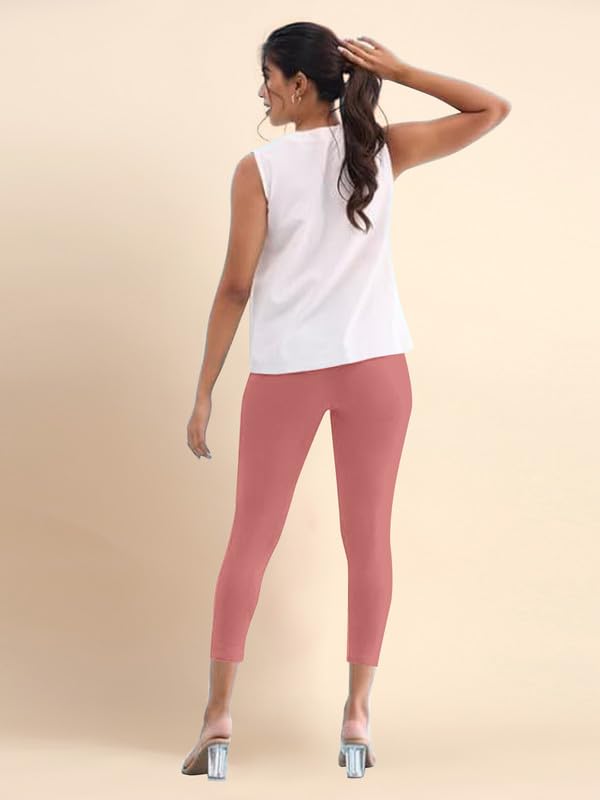 Image of TRENDMALLS Women's Microfiber Elastane Stretch Soft Cropped Leggings with Ultrasoft Waistband for Women