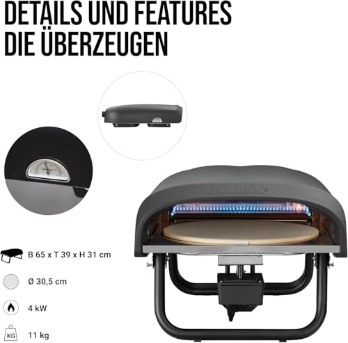 Enders Gas-Pizzaofen Paco Rotate, Outdoor-Backofen mit automatischem Rotationssystem, inklusive Pizzastein #3131633