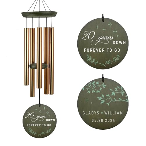 Image of ASTARIN Personalized 20th 50th Anniversary Wind Chime, Happy Anniversary Wedding Valentine's Day Gift for Wife Husband Men Women, Gold Keepsake Decoration for Parents Couples
