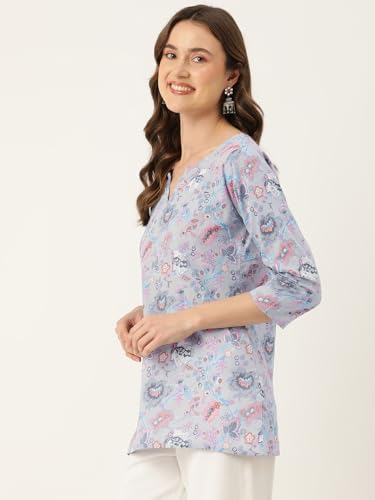Image of feranoid Designer V-Neck Short Straight Kurti with 3Quarter Sleeves