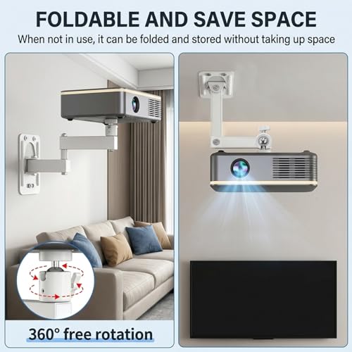 Image of ZORBES Projector Wall Mount Stand, Foldable Tilt Swivel 360, Up to 6.6 lbs