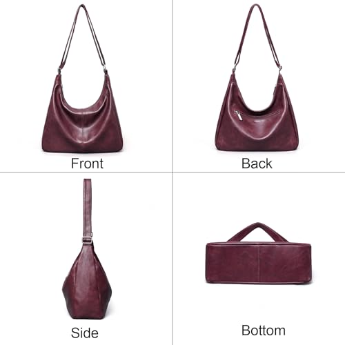 Image of Hobo Bags for Women Vegan Leather Purses Slouchy Shoulder Bag Tote