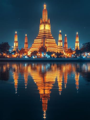 数字油絵キット 寺 数字で塗り絵 海 完全手書き 絵画 Paint by Numbers DIY 塗り絵 大人用 初心者向け 子供の 手塗り ペイントバイナンバー アクリル レトロ クリエイティブアート ハンドメイドクラフト 玄関リビングと寝室の飾りに最高