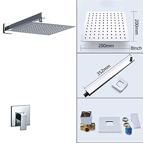 Lightinthebox Shower Head High Pressure Wall Mount Rainfall Shower Head Rain Shower System 8 Inch Square Brass - Thumbnail 6