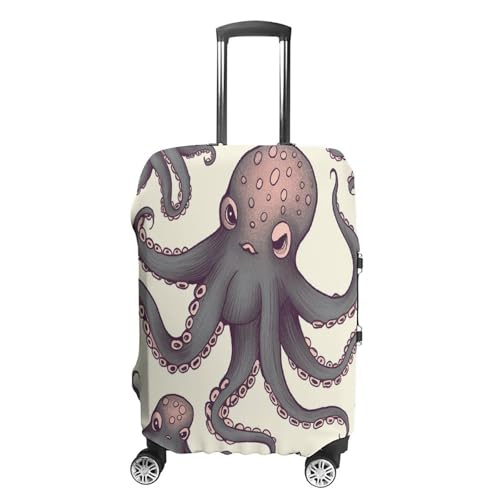 Housse de valise pieuvre blanche élastique protection bagage cabine S
