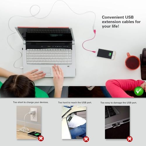 Image of Madhabi USB 2.0 Extension Cable 5M, Male A to Female A High-Speed Data Transfer Cord for PC, Laptop, Printer, External Hard Drive, LED /LCD TV, USB Hub & Other Devices - White