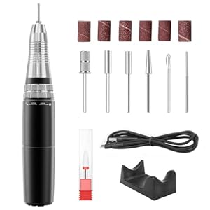 Electric Nail Drill Farocup Professional Manicure Pedicure Kit, Electric Nail File Set, Cordless Electric Nail Drill Machine, 5 Speeds Hand Foot Care Tool for Nail Grind Trim Polish 35000RPM (Black)