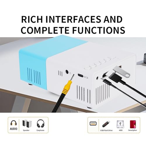 Tosuny Proiettore Intelligente, Mini Proiettore Full HD 1080p con luminosità 100si 6000lm, Altoparlante Incorporato, Compatibile con Laptop Stick Smartphone Tv Stick, per Home Theater