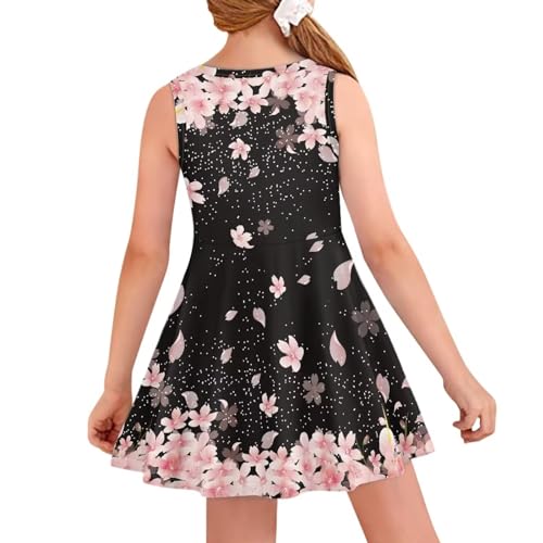 Cherry Blossom Dresses for Kids 9-10T Girls' Sleeveless Party Dress Big Girls Dress Kids Toddler Baby Girls Cute Dress Princess Sleeveless Beach Skirts Midi Lengt Sundress for Daily2
