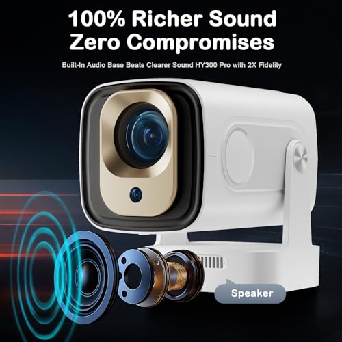 Image of WOOPKER Upgraded HY260 Pro Mini Projector with WiFi and Bluetooth 5.4, Auto Focus /Keystone,Native 1080P Support for 4K,Air Mouse Remote,Android 11,Built in Apps,35 inch-150 inch Screen Video Projector