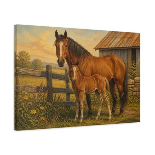 Toile cheval marron pour habiller un grand mur vide au-dessus du canapé
