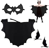 Alas de murciélago Vampiro,4 piezas contiene Disfraz de Murciélago Máscara de Murciélago 2 Pinzas Para el Pelo,Capa de Murciélago para niños, para Halloween Carnavales Fiestas Temáticas Cosplay (140)