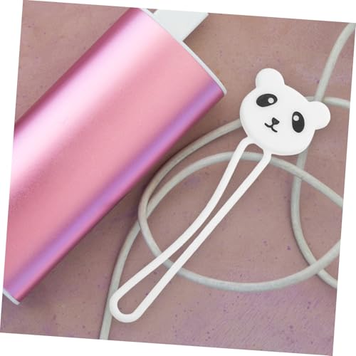 Organizador de cables Mikikit en forma de animal de silicona blanca con diseño de panda miniatura 7