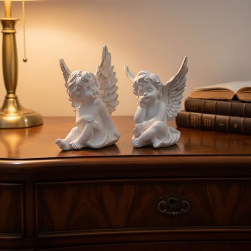Image of Twin Baby Angels Showpiece Set of 2 - Cute Decorative Angel Figurines for Home Decor, Living Room, Bedroom & Nursery | Peaceful Spiritual Gift Set for Loved Ones