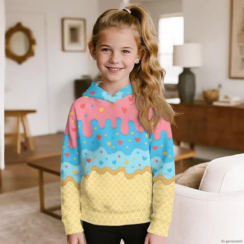 Image of Coloranimal Unisex Girls and Boys Long Sleeve Hoodies Hoody Athletic Pullover Sweatshirts Tops Age 6-16year