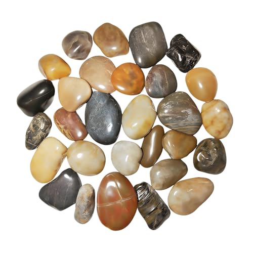 2000g Piedra Jardín Decoración Canto Rodado, Piedra Natural Pulido, Piedras Decorativas Jardin Guijarros Naturales Pequeñas 4 6 cm para Paisajismo, Jardin, Acuarios, Suculentas (Multicolor, 4 6 cm)