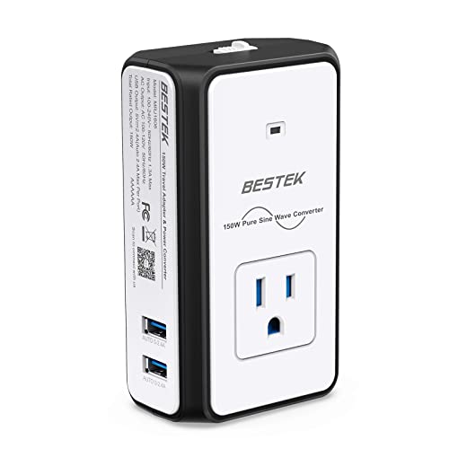 Bestek MRJ1606-N Voltage Converter 220V To 110V, Travel Adapter Converter, Step Down, Travel Adapter Converter Combo 4.2A Dual Smart Usb Uk/Au/Us/Eu Worldwide Plug cover