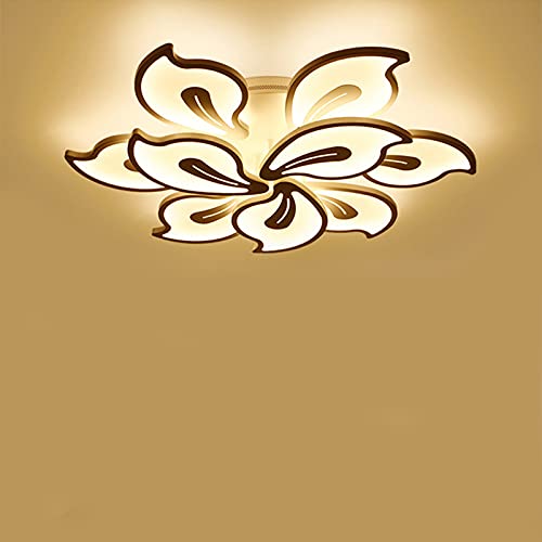 Plafonnier LED avec télécommande - 9 têtes - Couleur de la lumière/luminosité réglable - Plafonnier moderne - Design fleurs - Éclairage d'intérieur - Pour cuisine, salle à manger Cover