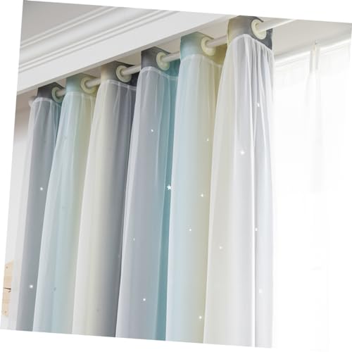 Rideau occultant double couche thermique beige étoilé pour salon