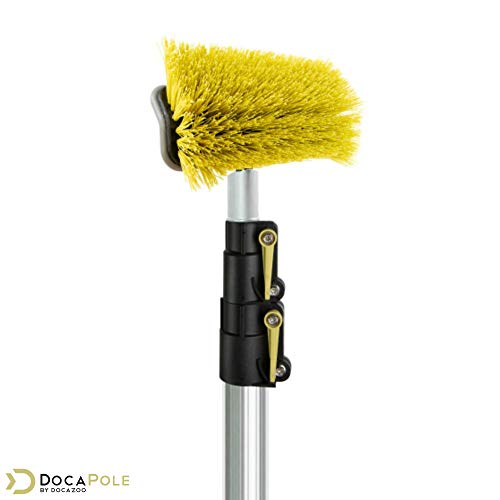 DocaPole 5-12 Foot Hard Bristle Brush Extension Pole |11” Scrub Brush with Telescopic