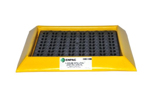 Enpac 5750-YE-G 1 Drum Flexible Sidewall Spillpal with 1/2 Grate, 7.5 Gallon Spill Capacity, 2' Length x 2' Width x 3