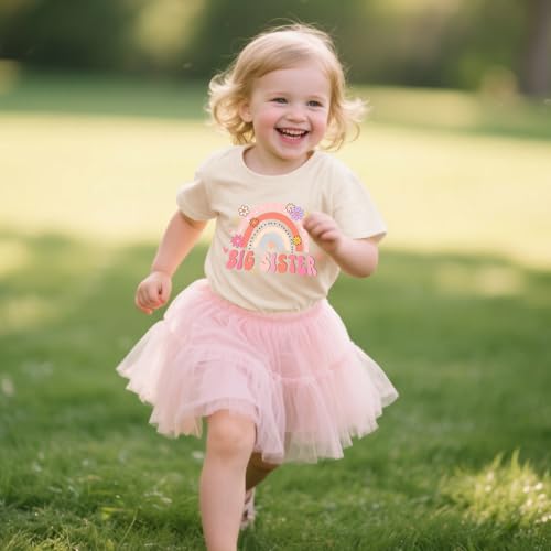Image of Toddler Girl Big Sister Shirt Pregnancy Announcement T-Shirts Cotton Short Sleeve Tees 2-10 Years
