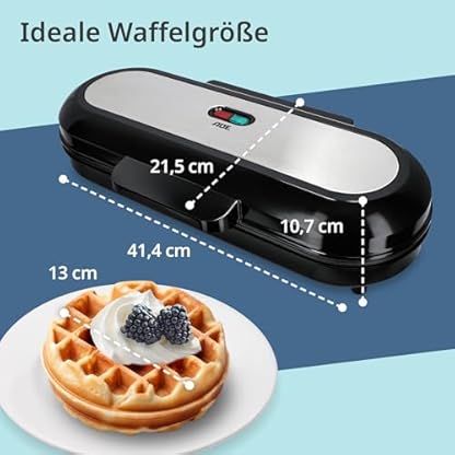 ADE XXL Waffeleisen belgische Waffel | für 3 runde Waffeln gleichzeitig | 1.200 Watt Power | Antihaftbeschichtung | perfekt für Kindergeburtstag & Familienfeiern – Bild 7