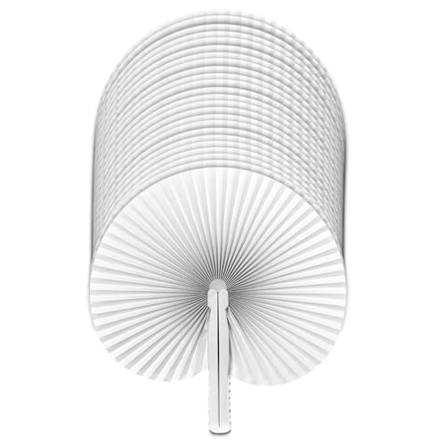 TIENDA EURASIA - Pai Pai | Pack de 25 Unidades | Pai Pai para Bodas | Blanco | Papel y Asa de PVC | Abanico Pai Pai Plegables
