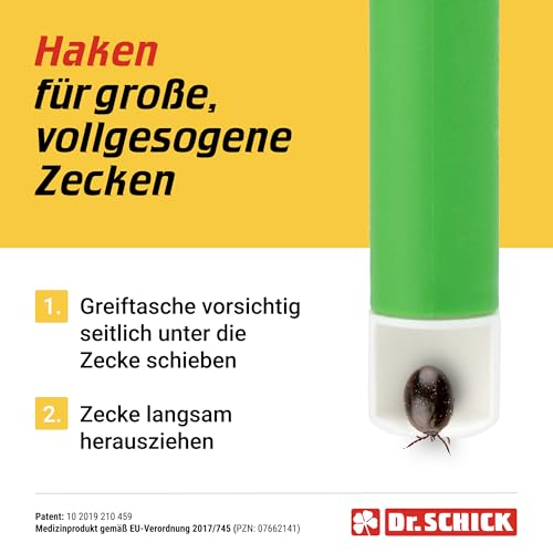 Dr. Schick Zeckenzange Ultra [2-in-1 Zeckenhaken & Zeckengreifer] - patentierter Zeckenschutz für Mensch und Tier - große und kleine Zecken zuverlässig entfernen