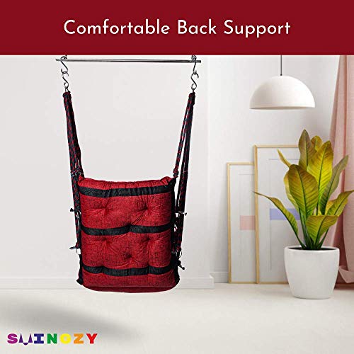 Image of Swingzy Make in India, Single Seater Soft Leather Velvet Hanging Swing for Adults,Swing for Indoor /Outdoor, Home, Balcony & Garden, 200 Kgs Weight Capacity (Red, Free Hanging Accessories)(Cotton)