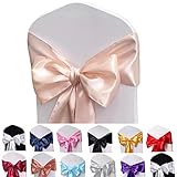 Maiangel Satin Chair Sashes Bows-50PCS Chair Ribbon Ties Back Sash for Wedding Party Events Banquet Chair Cover Decoration (Champagne)