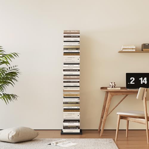 YOWOS 9 Tier Bookshelf, Vertical Corner Shelf with ModernInvisible Spine Ladder Bookcase Space-savingOrganizer(Black)