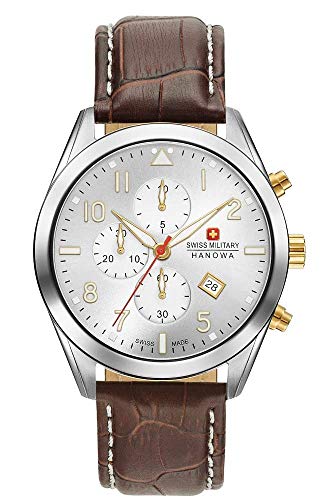 Swiss Military Hanowa Unisex volwassenen analoog kwarts horloge met lederen armband 06-4316.04.001.02