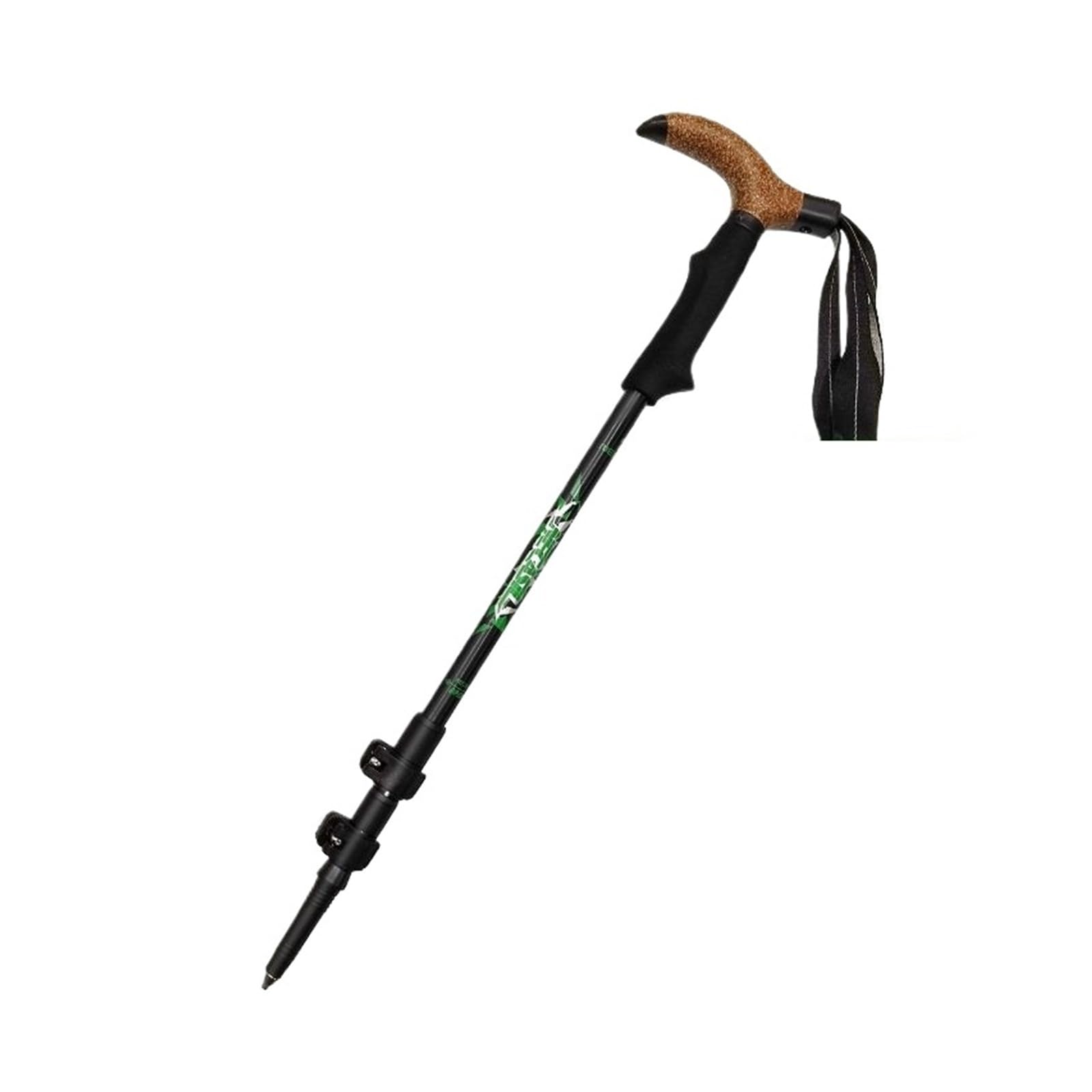 Curved handle external locking trekking pole, lightweight and non-slip, the best walking stick for outdoor hiking and mountain climbing(Green)