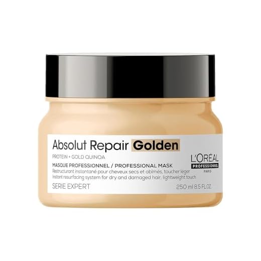 L'Oréal Professionnel, Masque Restructurant Instantané Léger, Cheveux Secs & Abîmés, Nourrit, Répare, Protège & Fait Briller, Enrichi en Protéines de Blé, Absolut Repair Gold, Serie Expert, 250ml