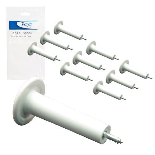 ICC Cable Spool con tornillo incorporado para madera, organizador de cables para pared, pack de 10, plástico duradero – ICACSWDS20 miniatura 1