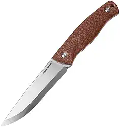 Faca fixa True Steel Pathfinder Bushcraft - Lâmina 14C28N com alça Micarta - perfeita para tarefas diárias - marrom