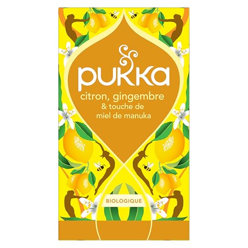 Pukka, Infusion Biologique et Ayurvédique, Goût Citron Gingembre et touche de Miel de Manuka, 100% des Ingrédients Issus du Commerce Equitable, 20 Sachets