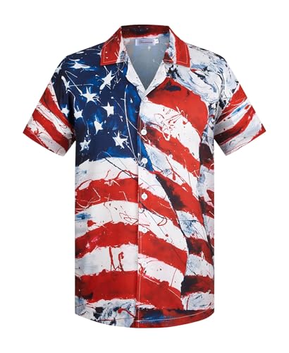Image of Yoimira Hawaiian Shirts for Men, Print Mens Casual Short Sleeve Button Down Shirts Floral Aloha Beach Shirt