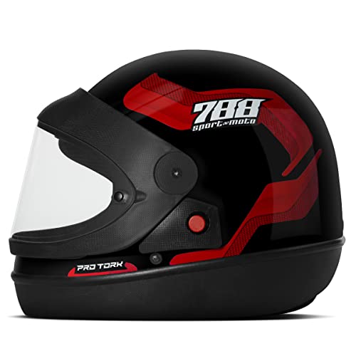 CAPACETE FECHADO PRO TORK SPORT MOTO 788 PRETO - VERMELHO TAM. 58