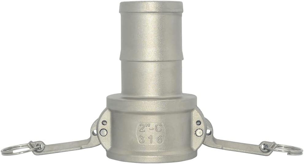 VARMHUS Hose Barb Fitting x 2" C Trash Pump Adapter Female Camlock,Stainless Steel 316