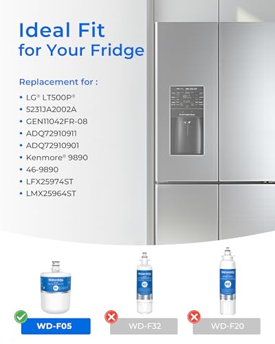 Waterdrop 5231JA2002A Refrigerator Water Filter, Replacement for LG® LT500P®, GEN11042FR-08, ADQ72910911, ADQ72910901, Kenmore 9890, 46-9890, LFX25974ST, 2 Pack (Package May Vary)