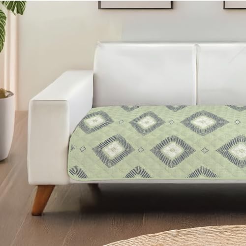 Image of Urban Space 2 Seater Quilted Sofa Cover mat, Non-Slip Sofa Protector, Easy Care & Machine Washable Cover, Sofa Seat Runner for Couch for Living Space (2 Seater - Starlight)