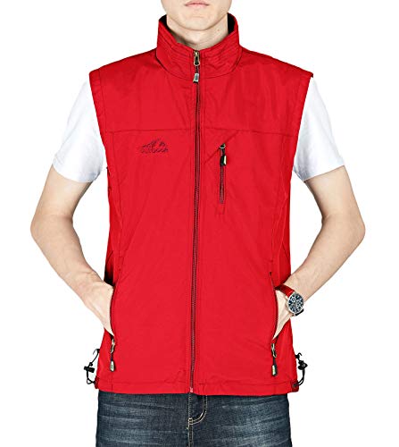 Flygo Mens Summer Outdoor Lightweight Travel Work Fishing Hiking Vest Jacket