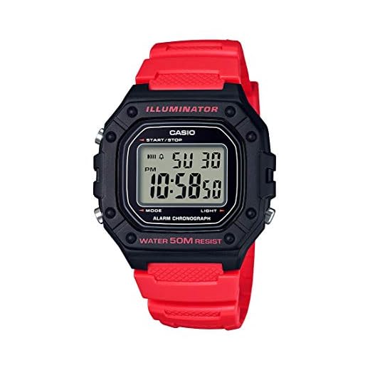 Casio Série W218H | Relógio digital masculino | 50M WR | Cronômetro de 1/100 segundo | Cronógrafo de 100 SEC | Retroiluminação LED | Temporizador de contagem regressiva | Alarme diário | Sinal de hora